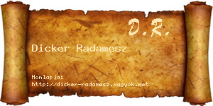 Dicker Radamesz névjegykártya